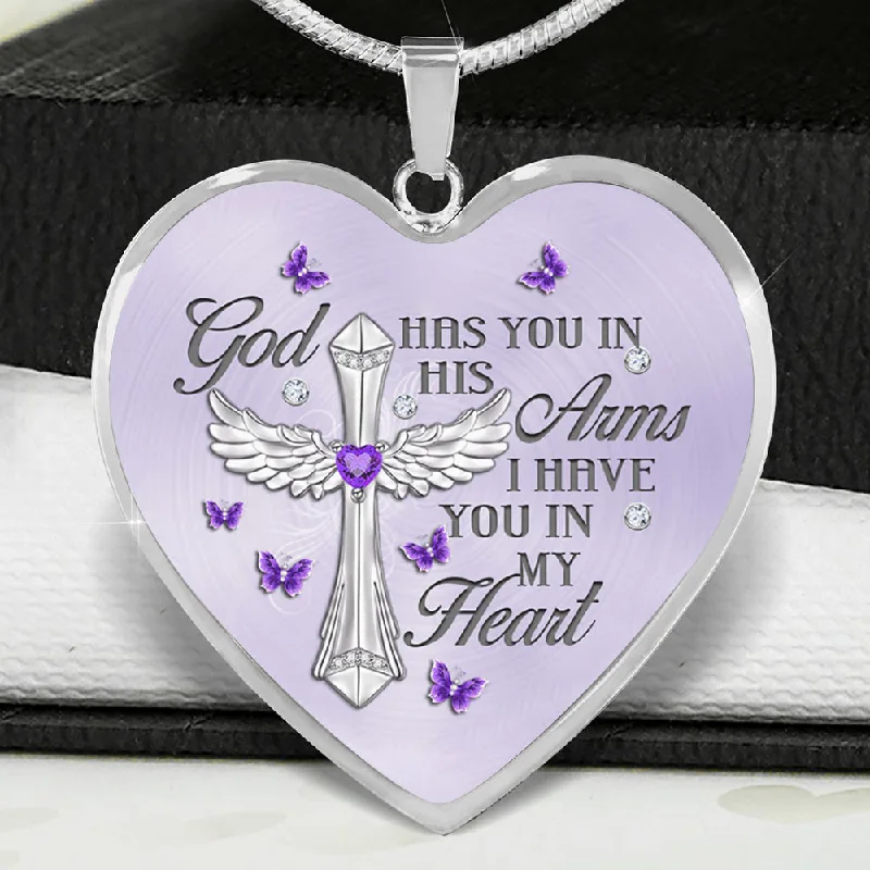 Elegant necklaces and pendants with onyx stones for a sleek, polished look-God Has You In His Arms Heart Necklace