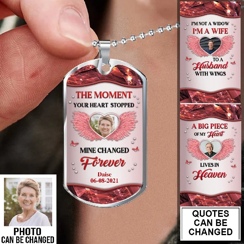 Beautiful necklaces and pendants with gemstone teardrops for an elegant effect-The Moment Your Heart Stopped Personalized  Dogtag Necklace