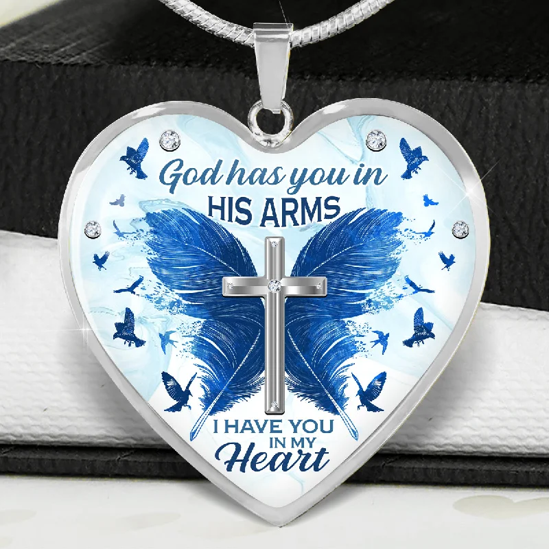 Beautiful necklaces and pendants with moonstone for an ethereal, mystical appearance-God Has You In His arms Heart Necklace