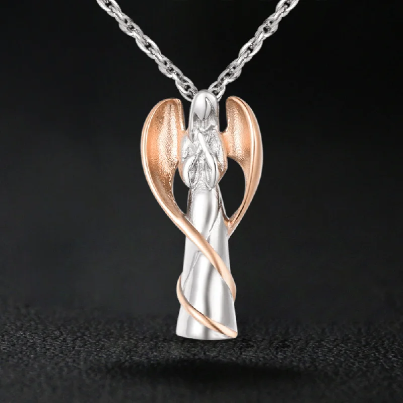 Trendy necklaces and pendants with geometric shapes for a modern aesthetic-Angel Lady Urn Necklace for Ashes