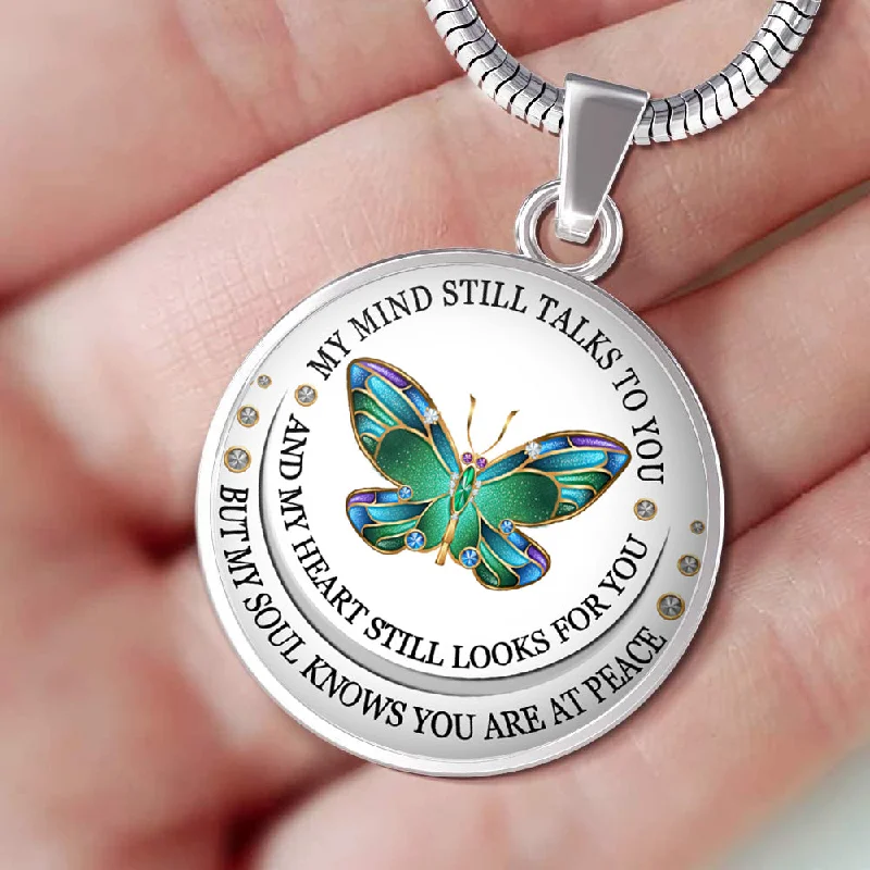 Necklaces and pendants with celestial starburst designs for a radiant look-My Mind Still Talks to You Color Butterfly Necklace