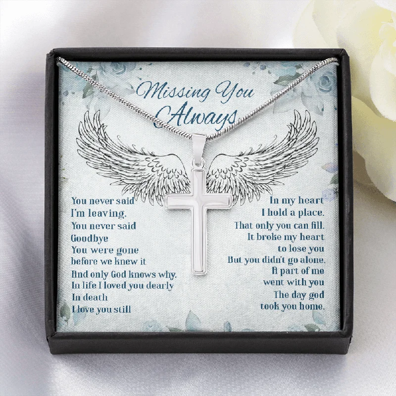 Necklaces and pendants with lock and key designs for a symbolic gesture-Missing You Always - Cross Necklace