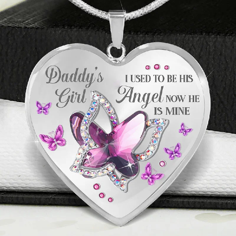 Stunning necklaces and pendants with ruby gemstones for a luxurious red hue-Daddy's Girl Heart Necklace