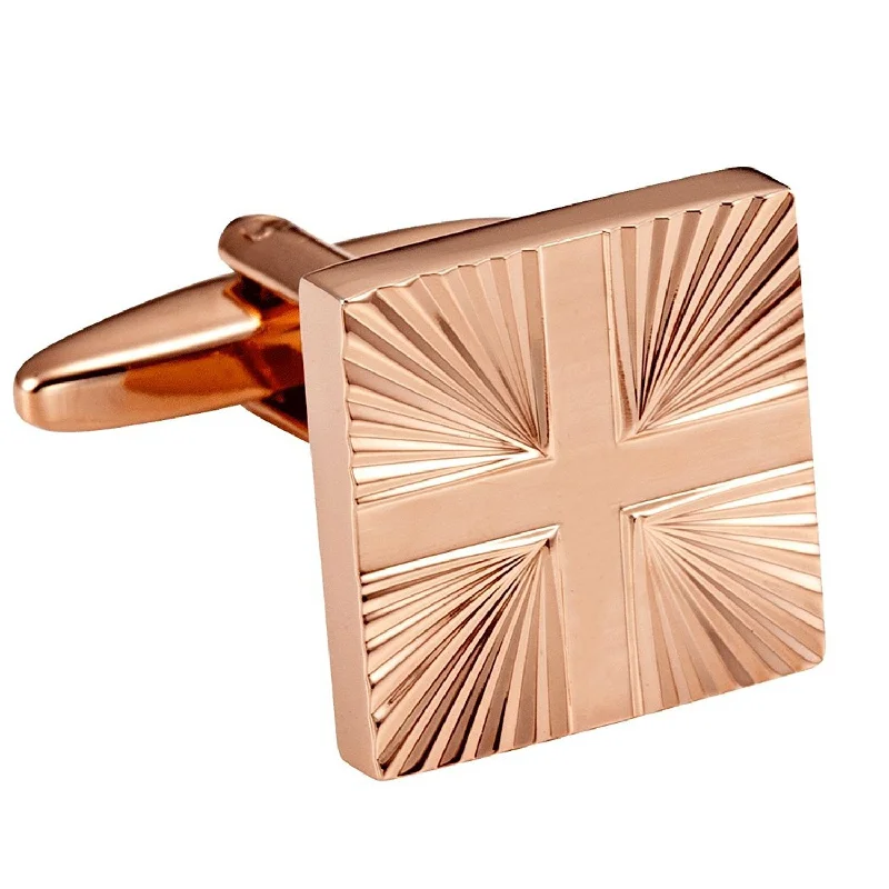 Best necklaces and pendants with glowing moonstone for an ethereal glow-Urban Jewelry Shiny Bronze Toned Stainless Steel Mens Formal Cufflinks with Abstract Cross Pattern