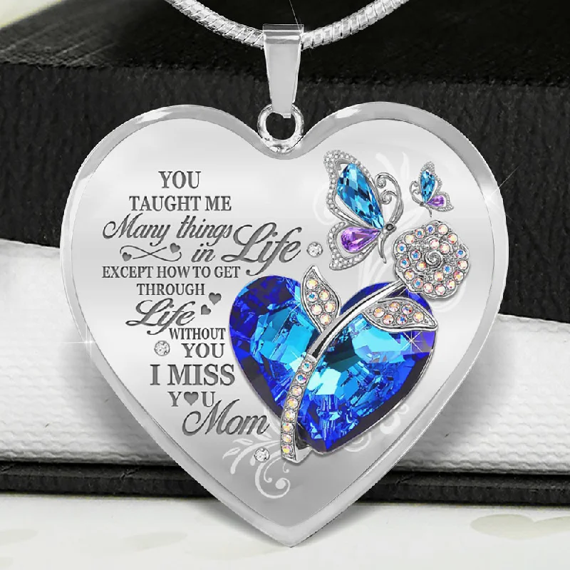 Beautiful necklaces and pendants with moon and star charms for a dreamy effect-Miss You Mom Heart Necklace