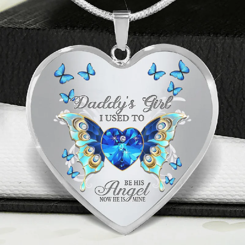 Fashionable necklaces and pendants with birthstones for a personalized gift idea-Daddy's Girl Butterfly Heart Necklace