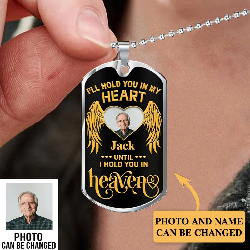 Best necklaces and pendants with black diamonds for an edgy, bold statement-I'll Hold You In My Heart Personalized  Dogtag Necklace