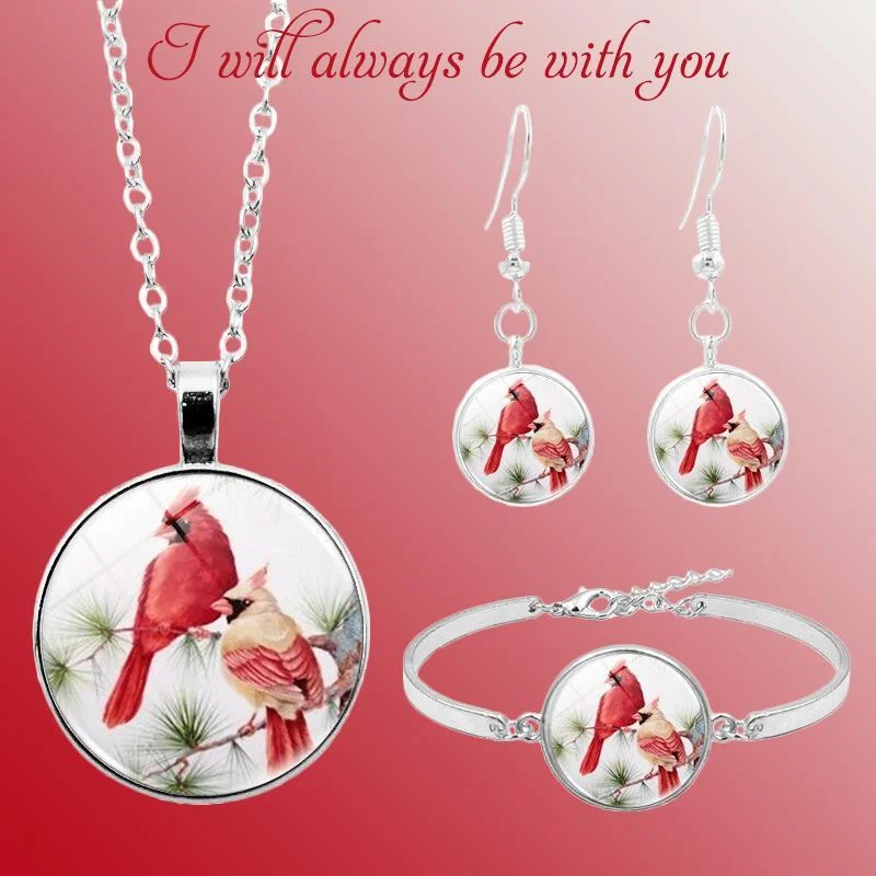 Best necklaces and pendants with oval pendants for a classic, elegant shape-Memorial Cardinal Necklace Set