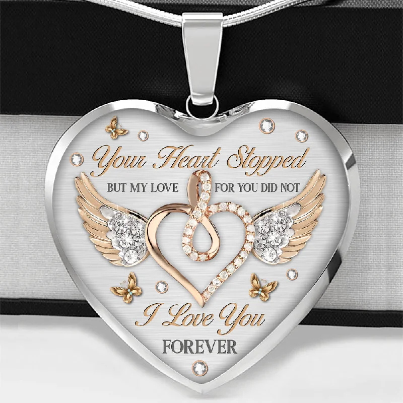 Unique necklaces and pendants with custom birthstone arrangements for personalization-I Love You Forever Heart Necklace