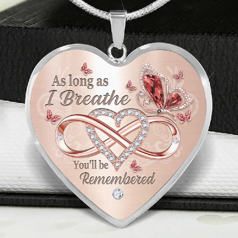 Best necklaces and pendants with adjustable chains for a customizable fit-As Long As I Breathe Heart Necklace