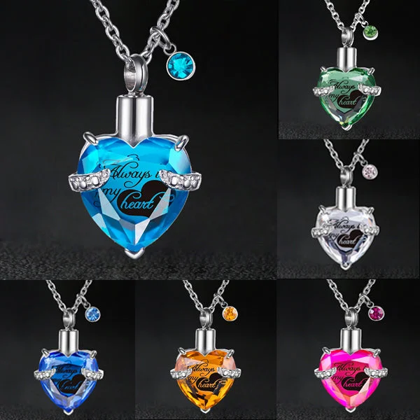 Necklaces and pendants with star-shaped designs for a whimsical, celestial touch-12 Birthstones Heart Cremation Jewelry for Ashes Urn Necklaces