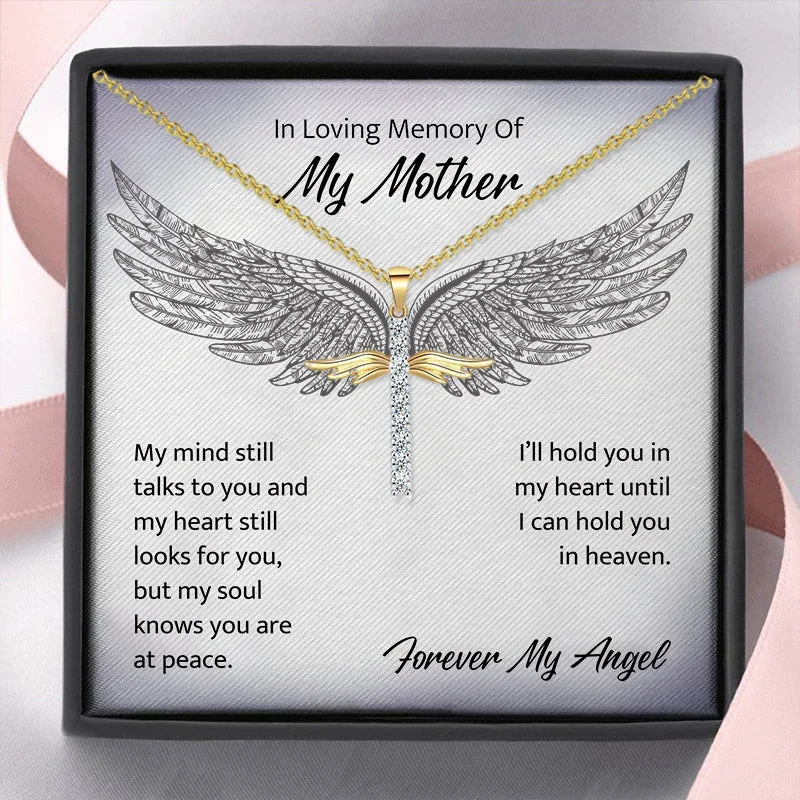 Best necklaces and pendants with seashell designs for a tropical, beachy vibe-In Loving Memory Of My Mother Angel Cross Necklace