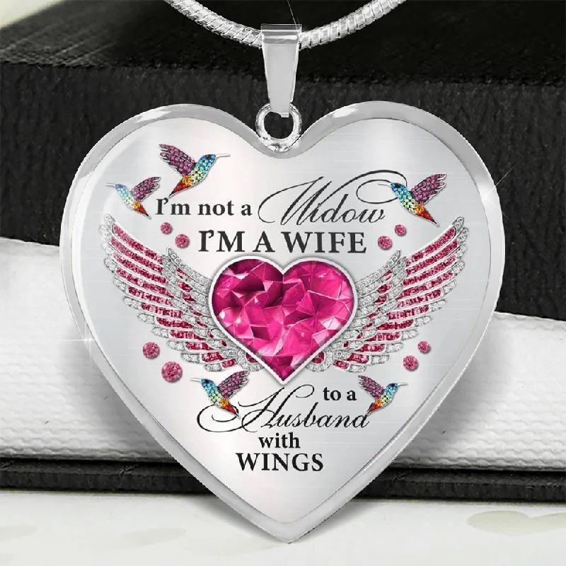 Stunning necklaces and pendants with ruby and diamond combinations for a luxurious effect-I’m Not A Widow I’m A Wife Hummingbird Heart Necklace