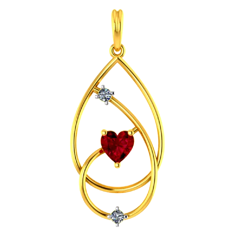 Trendy necklaces and pendants with geometric shapes for a modern aesthetic-American Diamond Studded Oval Shaped 14k Gold Pendant With A Mini Heart