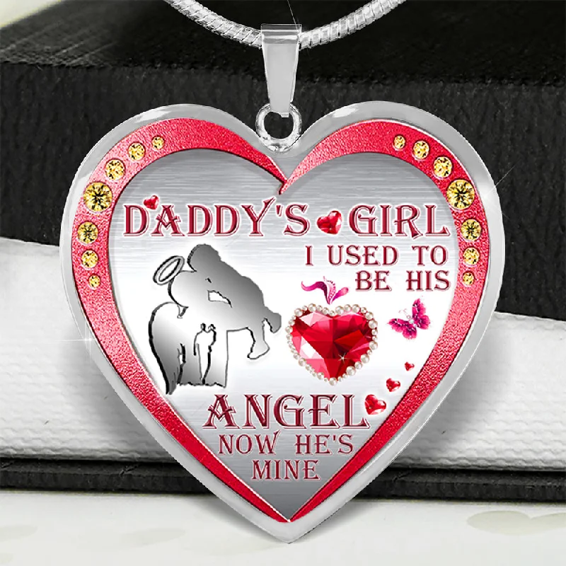 Necklaces and pendants with love knot designs for a romantic, meaningful symbol-Daddy's Girl - I Used To Be His Angel Necklace