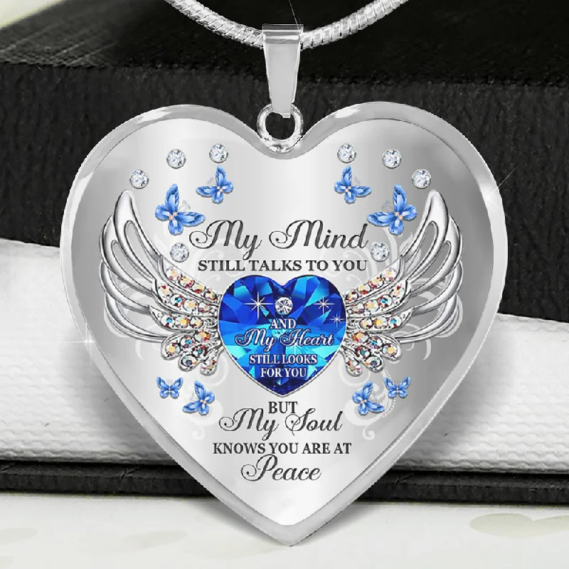 Trendy necklaces and pendants with statement pieces for a bold fashion statement-My Mind Still Talks To You Heart Necklace