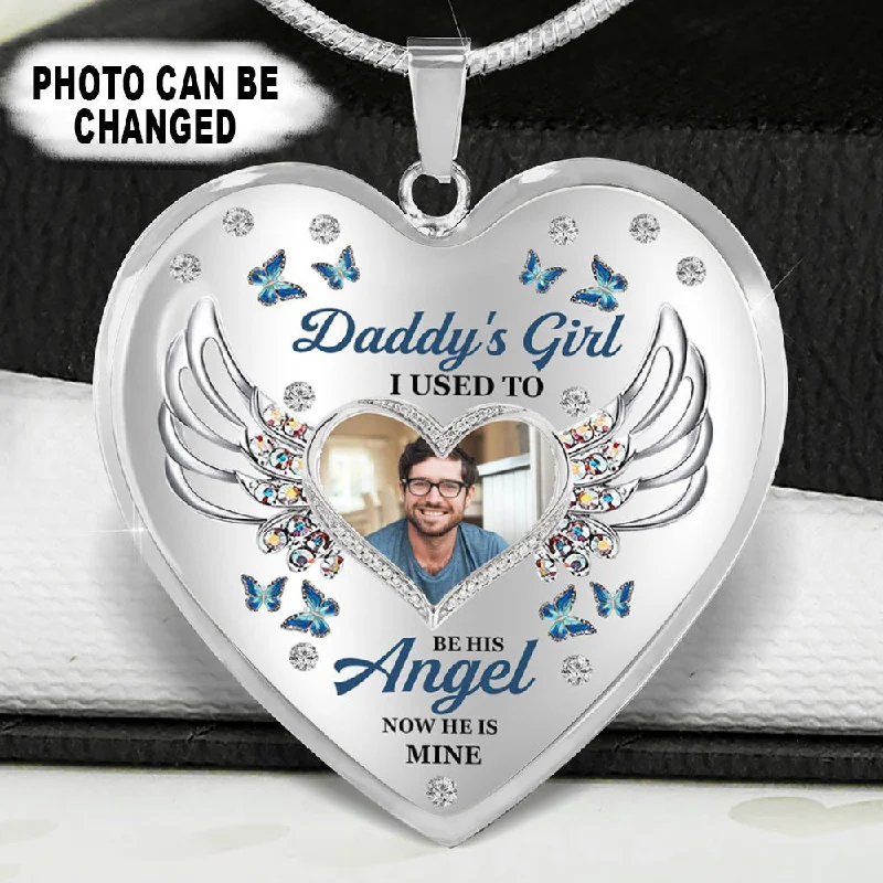 Stylish necklaces and pendants with diamonds for a glamorous and elegant look-Daddy's Girl Personalized Heart Necklace