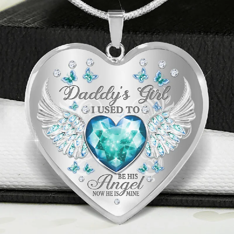 Best necklaces and pendants with black diamonds for an edgy, bold statement-Daddy's Girl Heart Necklace