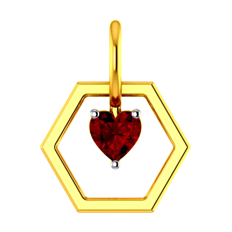 Best necklaces and pendants with heart-shaped designs for a romantic look-Hexagonal 14k Gold Pendant With A Mini Heart