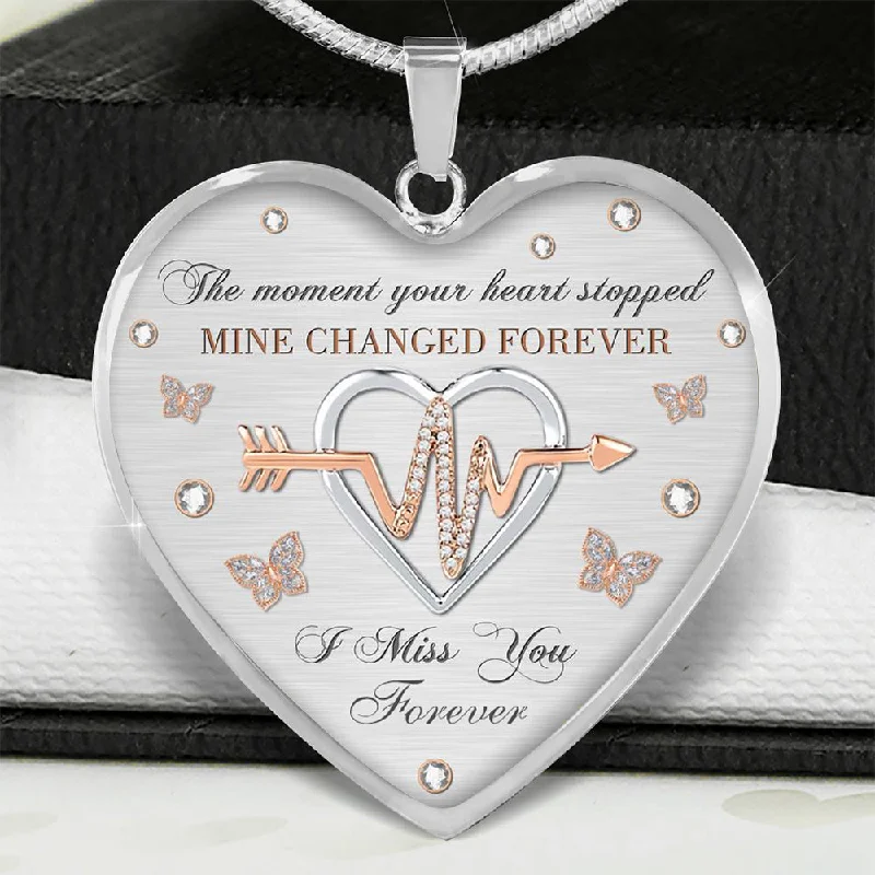 Necklaces and pendants with lock and key designs for a symbolic gesture-The Moment Your Heart Stopped Heart Necklace