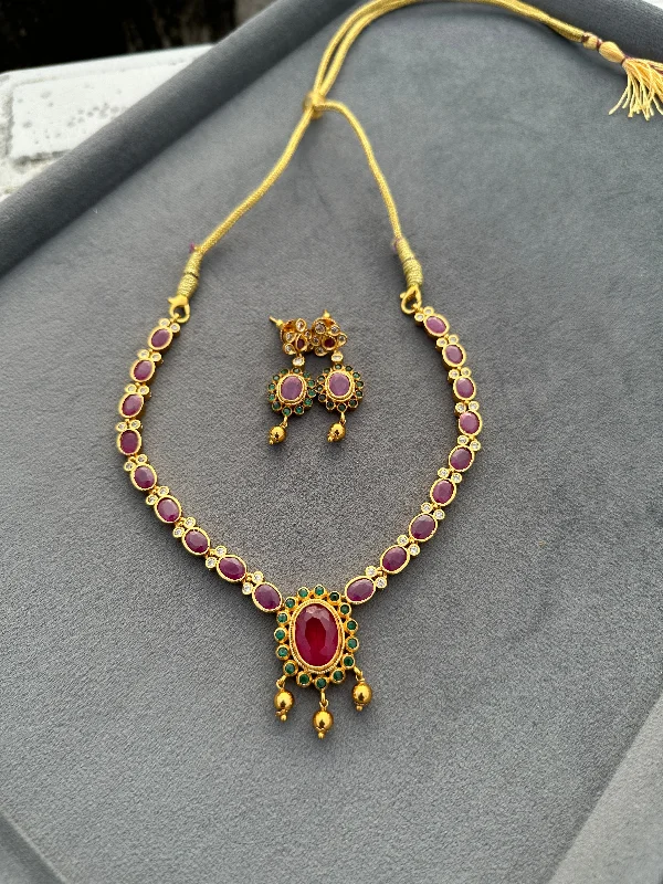 Necklaces and pendants with leaf-shaped designs for an earthy, organic feel-Ruby Stone Necklace