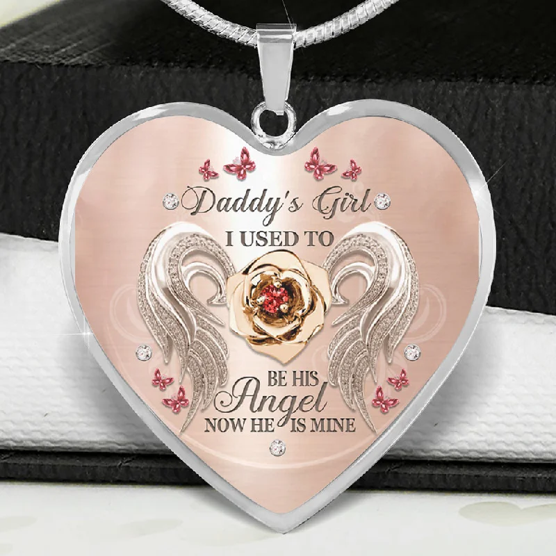 Best necklaces and pendants with intertwined designs for a symbol of unity-Daddy's Girl Rose Heart Necklace