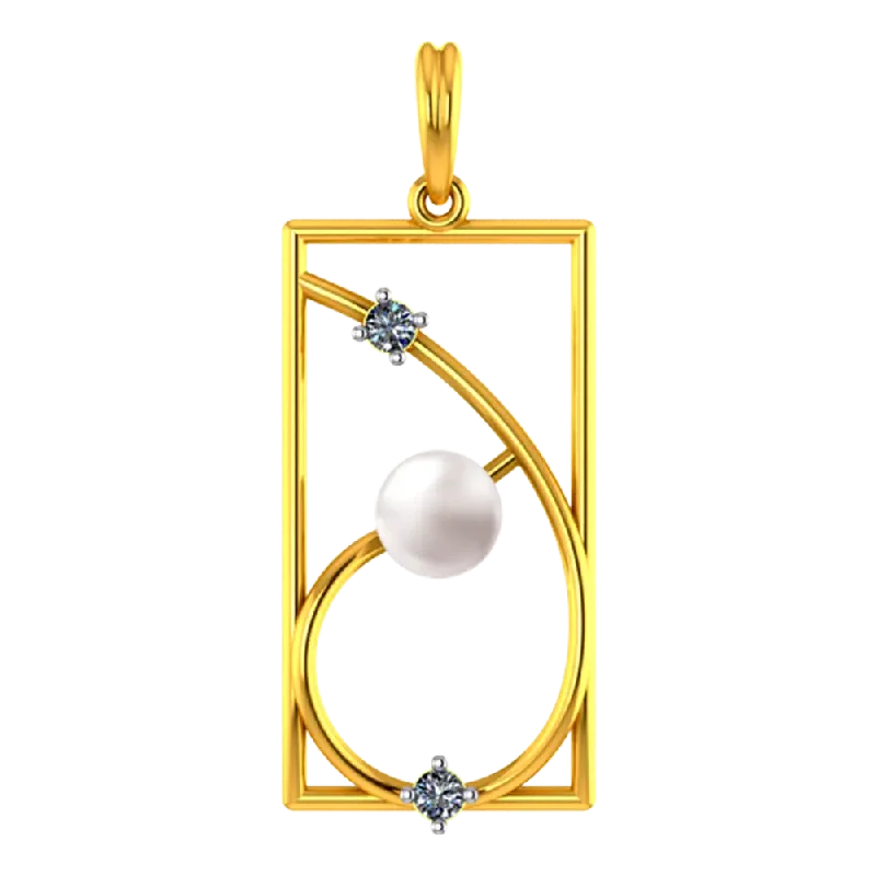 Best necklaces and pendants with glowing moonstone for an ethereal glow-14k Rectangular Gold Pendant With And A Pearl