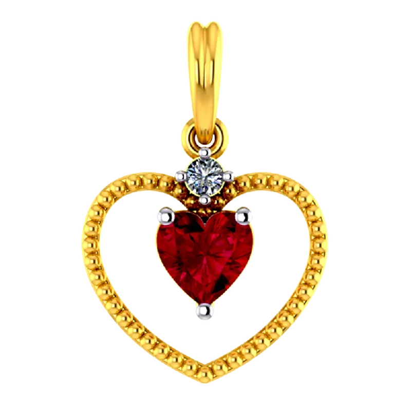 Best necklaces and pendants for weddings with matching designs for bride and groom-Heart Shaped 14k Gold Pendant With A Mini Heart