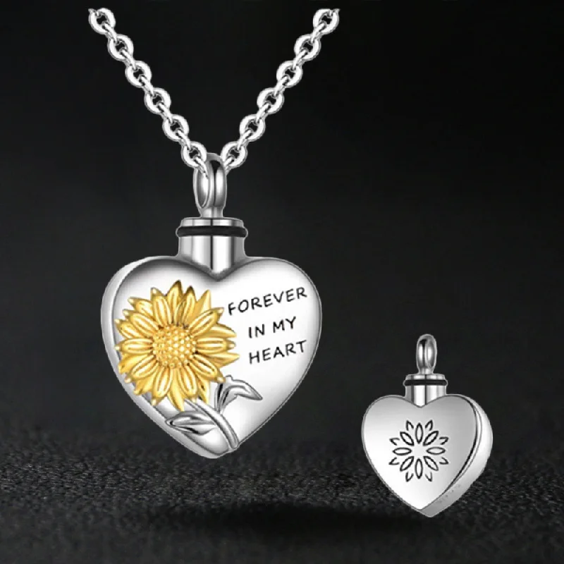 Elegant necklaces and pendants with onyx stones for a sleek, polished look-Sunflower Urn Necklaces for Ashes