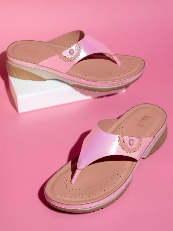 Outdoor sandals for women with cushioned footbed and adjustable straps for support-Women Pink Embellished Open Toe Comfort Heels