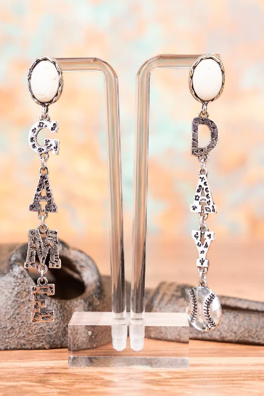 Drop Earrings with Knot Designs -SALE 75% OFF! TIPI White Silvertone 'Game Day' Drop Earrings