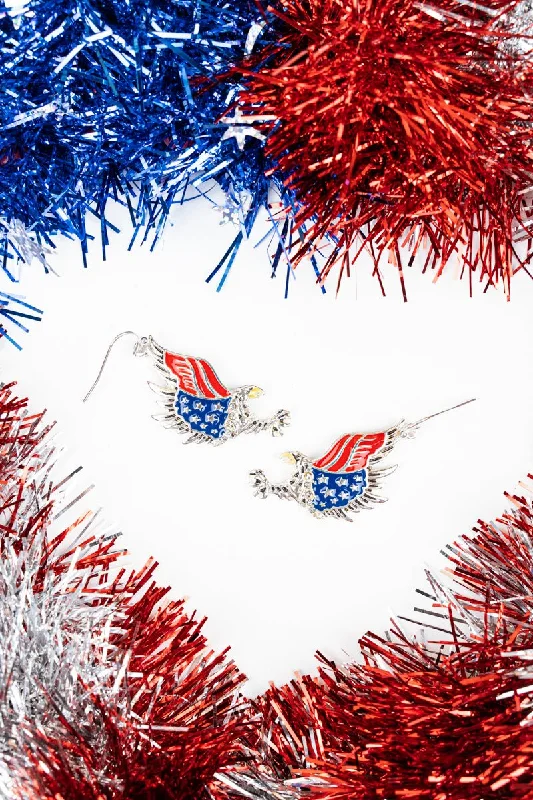 Gold Drop Earrings for Women -American Flag Eagle Earrings