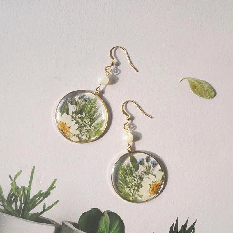 Drop Earrings for Anniversary -Fashion Resin Natural Plant Earrings