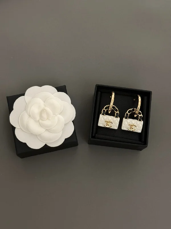 Drop Earrings for Valentine's Day -New enamel letter white bag earrings EHA193