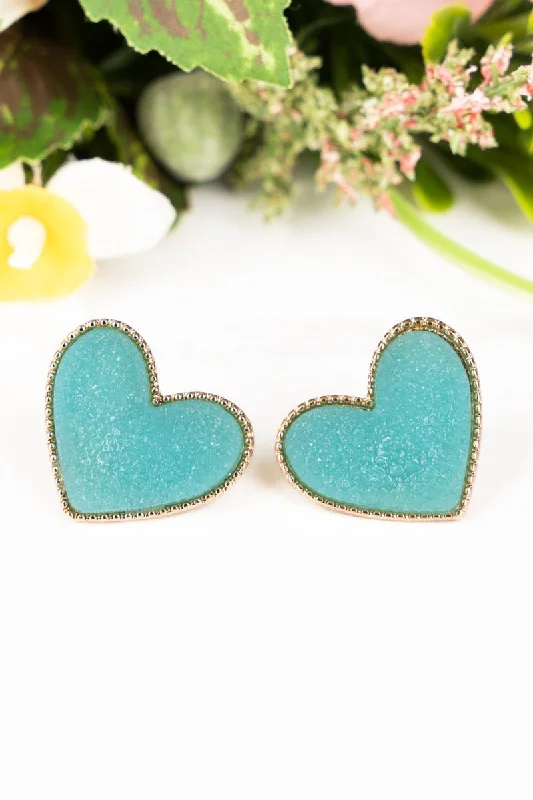 Round Drop Earrings for Classic -Follow Your Heart Aqua Druzy Earrings