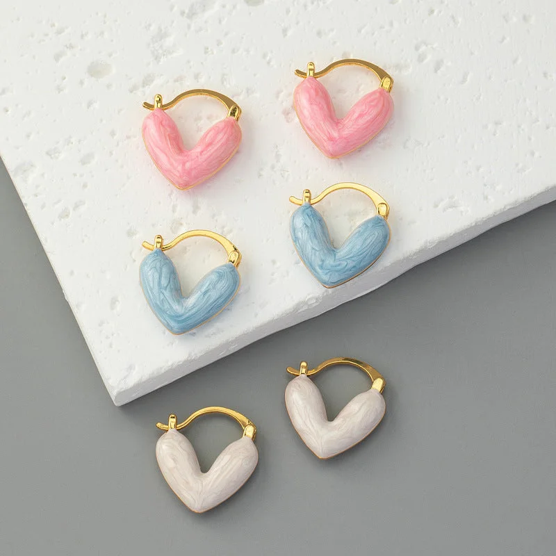 Crystal and Pearl Drop Earrings for Glamour -Wholesale Valentine's Day Enamel Love Earrings