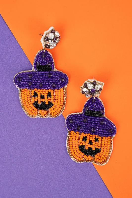 Drop Earrings with Matte Finish -SALE! Viola I Put A Spell On You Seed Bead Earrings