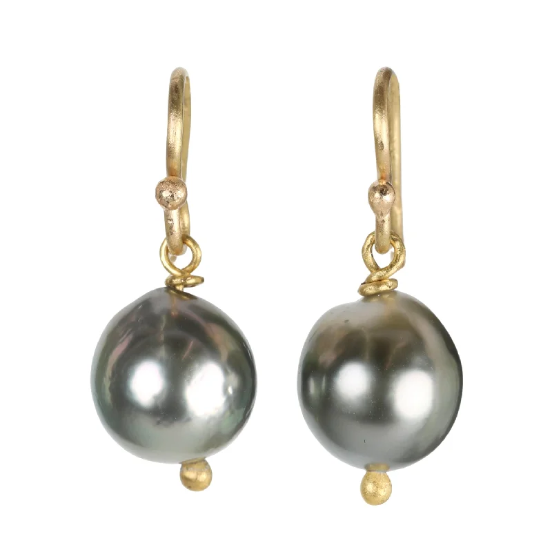 Push Back Drop Earrings for Convenience -Grey Keshi Pearl Drop Earrings