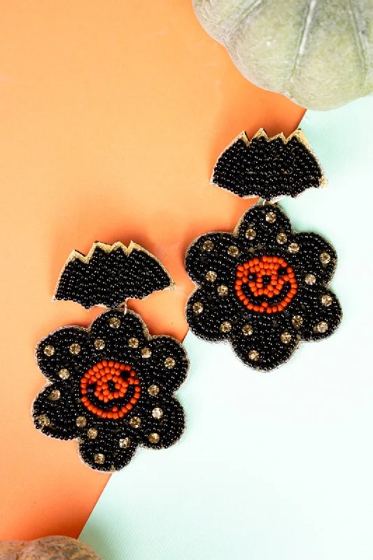 SALE! Bats and Blooms Seed Bead Earrings