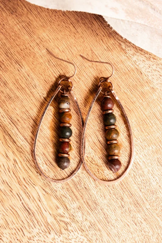 Drop Earrings with Hammered Finish -SALE! Natural Peak Coppertone Teardrop Earrings