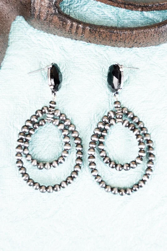 Drop Earrings for Wedding Ceremony -Black Morrow Creek Silver Pearl Earrings