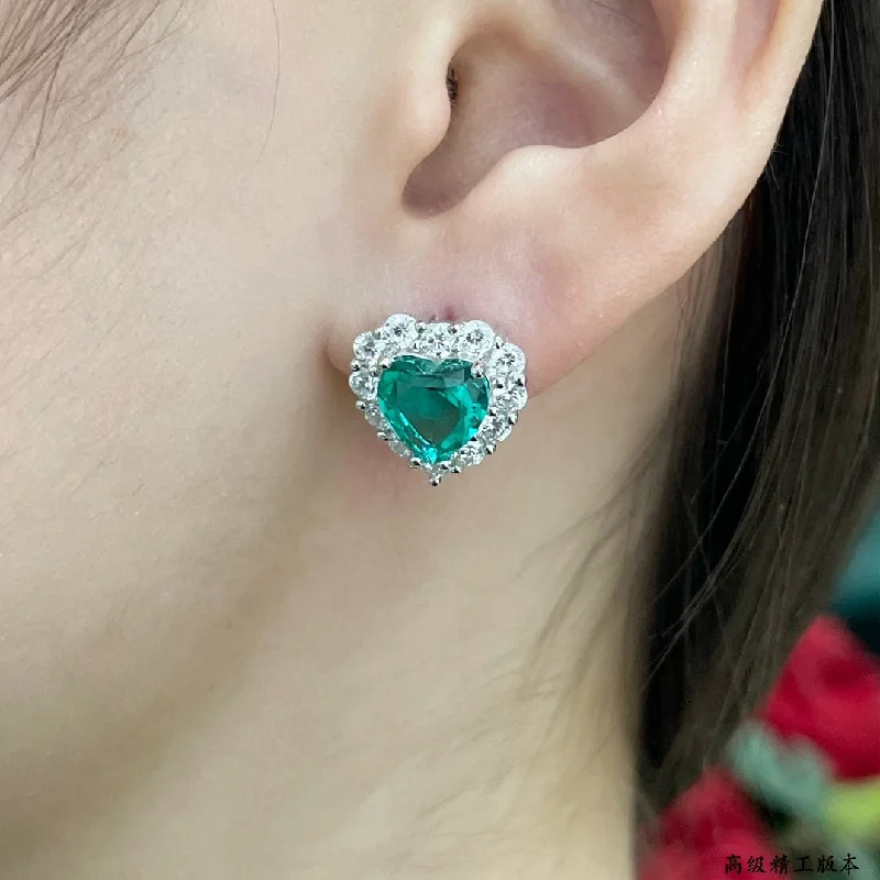 Vintage Drop Earrings with Patina -Paraiba's best-selling fashion niche ice blue heart earrings EHA136