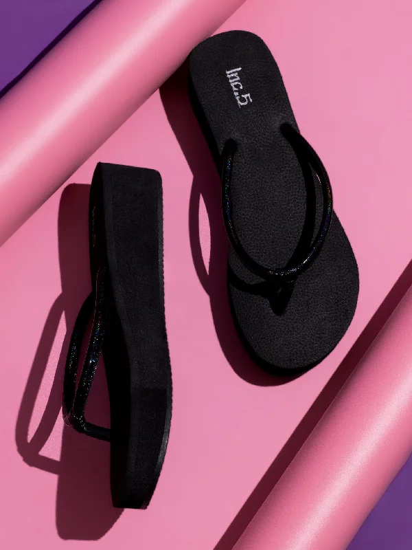 Stylish sandals for women with unique buckle details and flat design-Women Black Solid Open Toe Comfort Heels