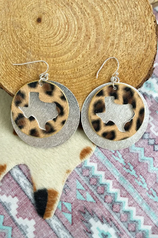 Drop Earrings with Abstract Designs -SALE! Truman Lane Dark Brown Cheetah and Silvertone Layered Earrings