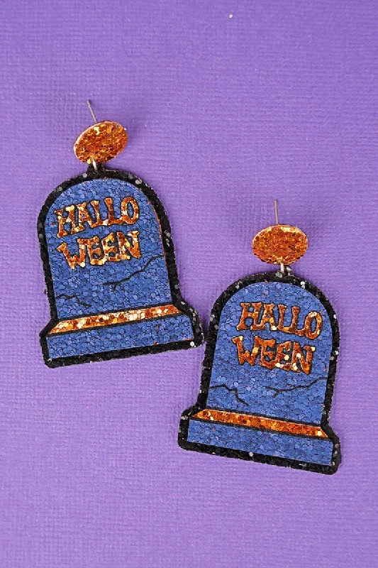 Rhinestone Drop Earrings for Sparkle -SALE! Halloween Tombstone Glitter Earrings