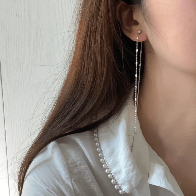 Drop Earrings with Infinity Symbols -Han Temperament Long Tassel Sequin Female Earrings