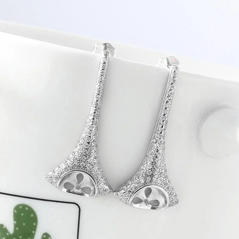 Drop Earrings with Crown Designs -Women's Fashion Sterling Silver Natural Pearl Earrings