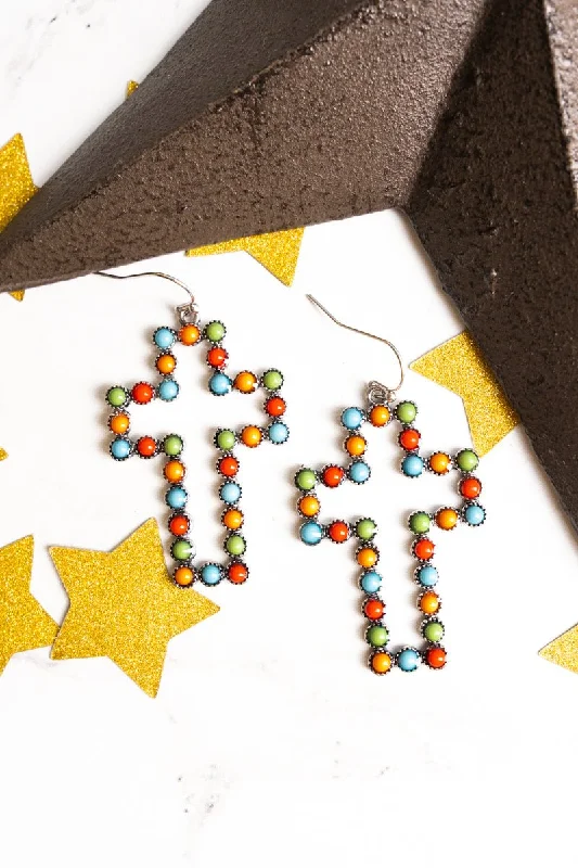 Drop Earrings for Casual Outfit -SALE! Multi-Color Lexa Cross Earrings