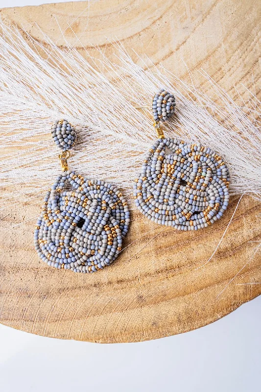 Drop Earrings for Party Look -SALE! Cancun Gray Seed Bead Earrings