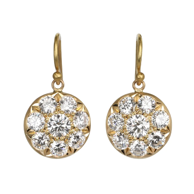 Contemporary Drop Earrings for Fashion -20K & ~3ct Pave Diamond "Lentil" Earrings